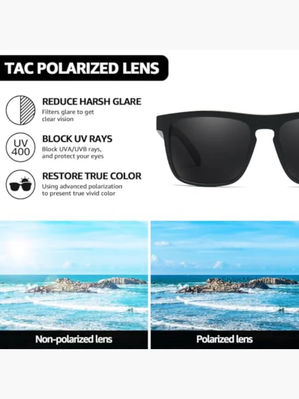 ANSI Z87.1 Polarized Square Safety Sunglasses UV400 Protection